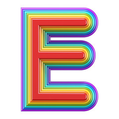 Poster - Concentric rainbow font letter E 3D