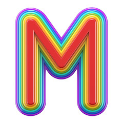 Poster - Concentric rainbow font letter M 3D