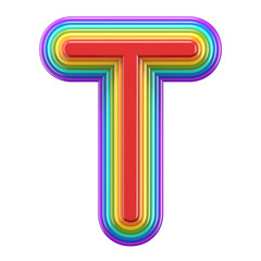 Poster - Concentric rainbow font letter T 3D