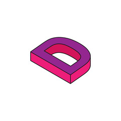 Poster - alphabet D colored isometric icon. Element of 3d words and symbols icon for mobile concept and web apps. Isometric alphabet D icon can be used for web and mobile