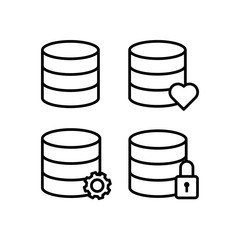 Poster - date, base, lock, settings, heart sign icons. Element of outline button icons. Thin line icon for website design and development, app development