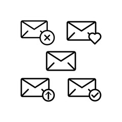 Poster - envelope, remove, heart, upload, check sign icons. Element of outline button icons. Thin line icon for website design and development, app development