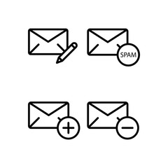 Poster - mail, write, spam, plus, minus sign icons. Element of outline button icons. Thin line icon for website design and development, app development