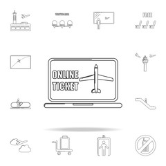 Poster - order online tickets icon. Airport icons universal set for web and mobile