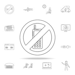 Poster - ban on the use of mobile phones icon. Airport icons universal set for web and mobile