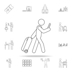 Poster - Passenger with baggage and ticket icon. Airport icons universal set for web and mobile