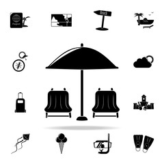 Poster - sun loungers and umbrella icon. Beach holidays icons universal set for web and mobile