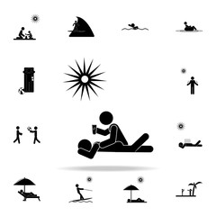 Poster - apply sunblock icon. Beach holidays icons universal set for web and mobile