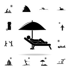 Poster - sunbathe under an umbrella icon. Beach holidays icons universal set for web and mobile