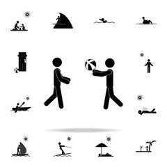 Poster - play on the beach with a ball icon. Beach holidays icons universal set for web and mobile