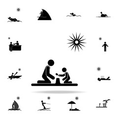 Poster - play with a child on the beach icon. Beach holidays icons universal set for web and mobile