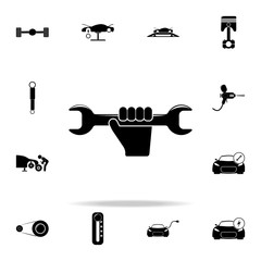 Poster - hand and spanner icon. Cars service and repair parts icons universal set for web and mobile