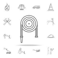 Poster - fire hose icon. Fireman icons universal set for web and mobile