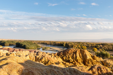 Poster - beautiful xinjiang colorful beach at dusk