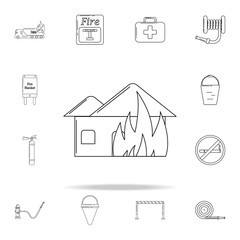 Poster - burning house icon. Fireman icons universal set for web and mobile