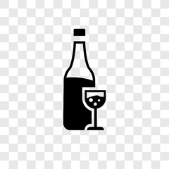 Wine bottle vector icon isolated on transparent background, Wine bottle transparency logo design