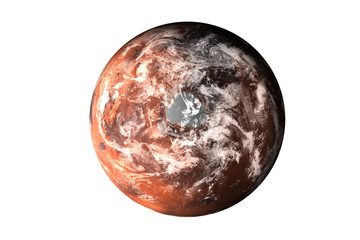 Wall Mural - planet mars with atmosphere top side of solar system render isolated on white background. north pole