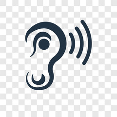 Poster - Ear with Sound Bar vector icon isolated on transparent background, Ear with Sound Bar transparency logo design