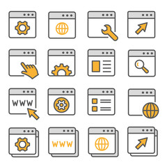 Poster - browser flat line icon set. vector illustration. editable stroke.