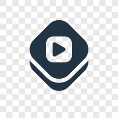 Poster - Video player vector icon isolated on transparent background, Video player transparency logo design
