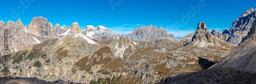 Fotografie, Obraz Aussicht von den Drei Zinnen Richtung Süden, Dolomiten, Südtirol