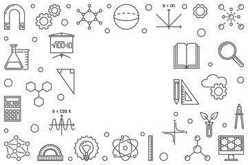 Poster - science, technology, engineering and mathematics horizontal frame - vector stem concept outline illu