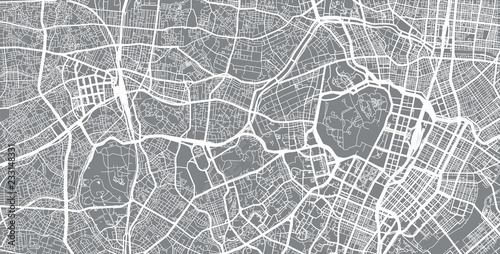 Fotografía Urban vector city map of Tokyo centre, Japan