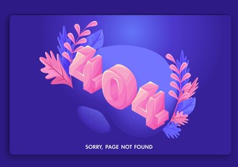 Poster - isometric landing page template of 404 error concept. modern design of web page design for website a