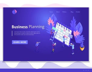 Poster - isometric design user interface, web design, landing page. the concept of the work of isometric peop