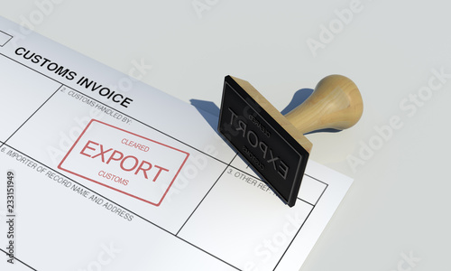 Fotomural Export cleared approval stamp of customs clearance border control service on cus