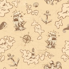 Sticker - Vintage nautical seamless pattern