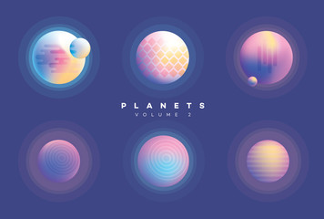 Wall Mural - colorful vivid futuristic abstract planets collection in gradient colors