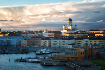 Wall Mural - Helsinki cityscape and Helsinki Cathedral in sunrise, Finland