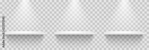 Fotografía Empty white shelves row isolated on transparent background