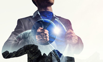 Wall Mural - businessman and cosmos concept