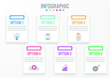 Fototapeta  - Business infographic labels template with 6 options.Creative concept for infographic.