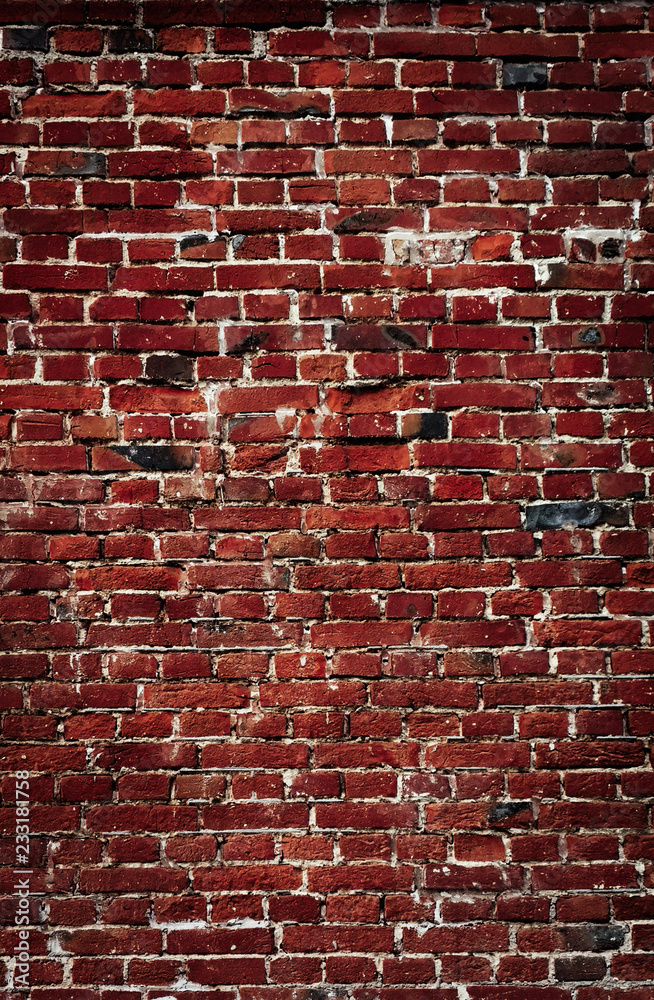 Vertical Vintage Old Red brick wall Background Stock Photo | Adobe Stock