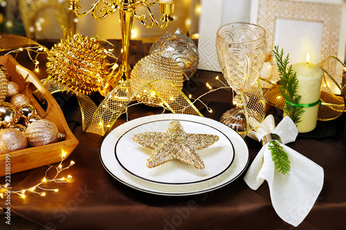 Christmas Dinner Background Plate Fork Knife And Festive