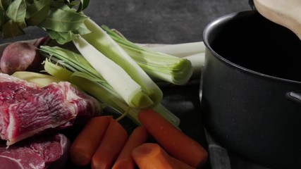 Wall Mural - meat and vegetables for preparation of pot au feu