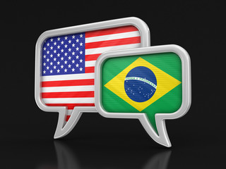 Poster - Speech bubbles with flags. Image with clipping path