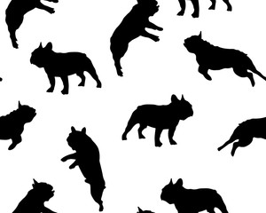 Seamless pattern Silhouette of a French bulldog