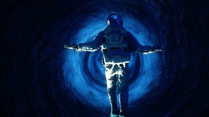 Wall Mural - the astronaut falls into a massive space black hole.
