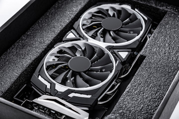 Aufkleber - Computer gaming powerful graphic card close-up.
