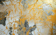 painting on drywall, yellow paint, silver patina, composition, texture