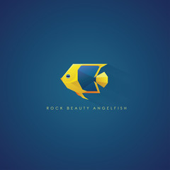 Sticker - rock beauty angelfish marine fish logo icon in geometric polygon style