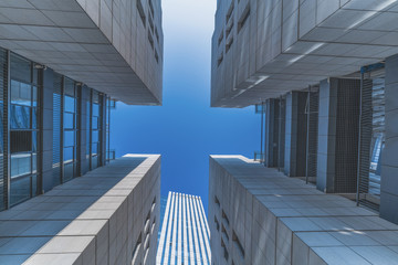 Canvas Print - Skyscrapers from a low angle view in modern city