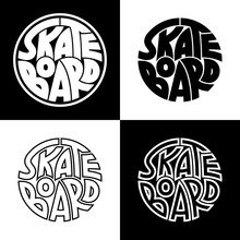 Set Of 4 Skateboard Typography Graphics. Concept For Print Production. T-shirt Fashion Design.
