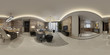 © murattellioglu - 3d render of 360 degrees home interior, living room.
