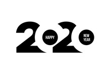 Happy New Year 2020 Logo Text Design. Cover Of Business Diary For 2020 With Wishes. Brochure Design Template, Card, Banner. Vector Illustration. Isolated On White Background.