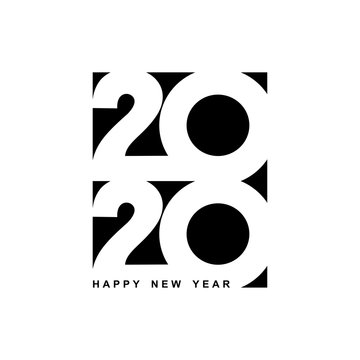 Happy New Year 2020 logo text design. Cover of business diary for 2020 with wishes. Brochure design template, card, banner. Vector illustration. Isolated on white background.